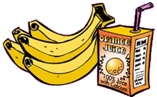 Image of bananas and orange juice