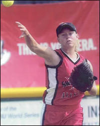Melissa throwing softball