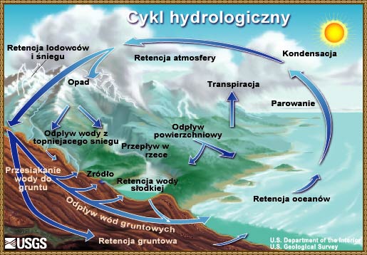 Schemat cyklu hydrologicznego. 