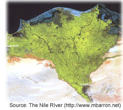 Immagine satellitare del delta del Nilo, in Egitto. 