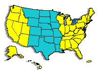 U.S. map showing three regions