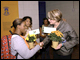 Secretary Spellings talks with students at Charlestown High School in Boston, where she highlighted a new effort to streamline the federal student aid application process.