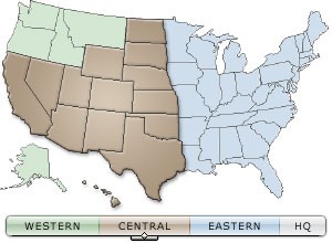 USA map which highlights the states served by CFLHD