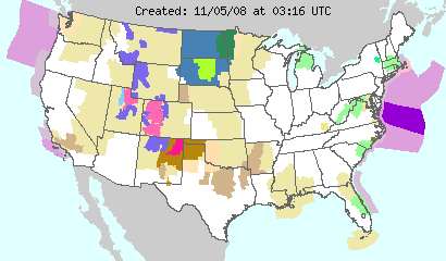 This image displays watches, warnings, statements and advisories issued by the National Weather Service