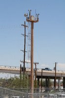 Video cameras on top of a tower on the US-Mexico border.