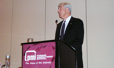 Assistant Secretary William G. Sutton addresses the Plumbing Manufacturers Institute's Fall Meeting.