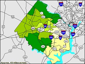 Thematic Map example showing Fairfax County, Virginia