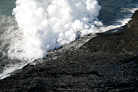 Close-up of the Waikupanaha ocean entry. Small lava streams were spread all along the front of the small, but growing delta.  