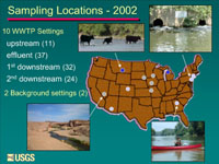 Stream sample locations used in a study of the occurrence of glyphosate upstream and downstream of wastewater treatment plant discharge points