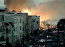 photo of buildings burning