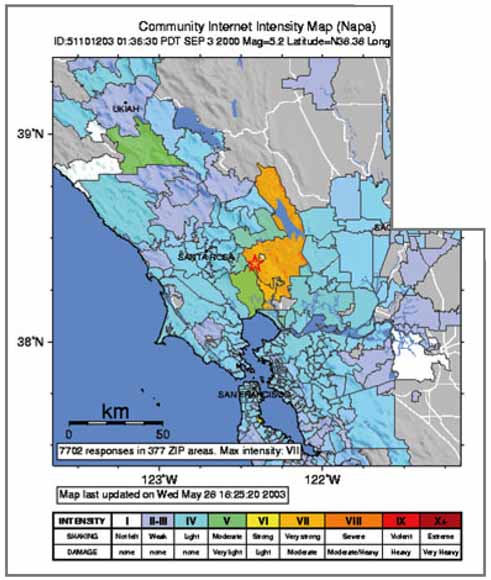 Map of Bay Area showing zones if intensity by Zip code