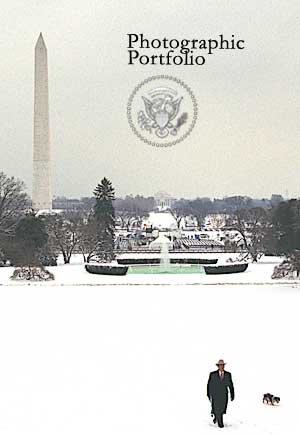 Going for a walk with Spot on the South Lawn, December 5.