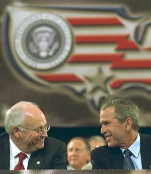 Participating in the President's Economic Forum with Vice President Dick Cheney at Baylor University in Waco, TX, August 13.