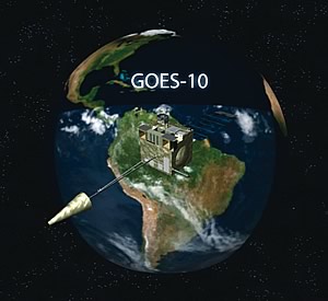 Image of the NOAA GOES-10 satellite monitoring South America.