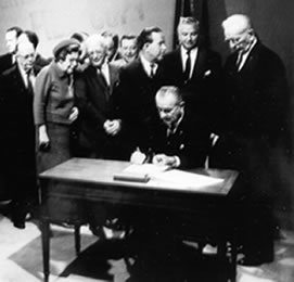 Lyndon Baines Johnson signing the DOT Act