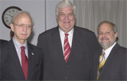 Archivist of the United States Allen Weinstein, Public Printer Bruce James, and Ray Mosley, Director of the Office of the Federal Register meet to commemorate the GPO and OFR’s successful, long-standing, working relationship.