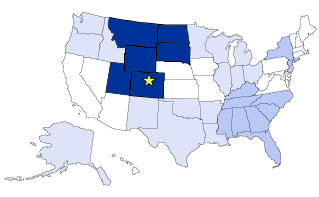 Map of the United States with Region 8 areas served highlighted