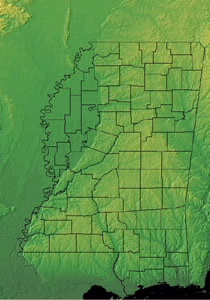 Topographic Map of Mississippi