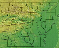 Topographic Map of Arkansas