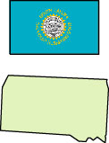 South Dakota: Map and State Flag