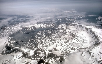 Aerial view of Aniakchak Caldera, Alaska; view toward east