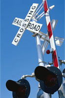 Crossing railroad sign and lights