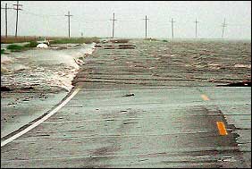 picture of Louisiana Highway 1 flooded during a storm