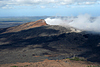 Weather and visibility at Pu'u 'O'o cone improved this afternoon. Flying downrift from the summit of Kilauea, the cone looks unchanged.