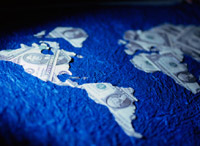 Image of the continents in dollars