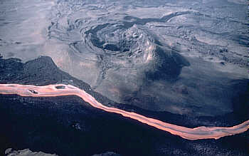 Channelized lava flow on Mauna Loa Volcano, Hawai`i