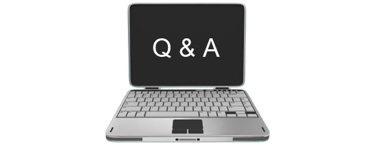 Photo of laptop with "Q and A" written on the screen.