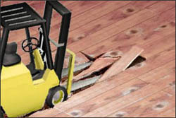 Forklift weight exceeded the load limit of the flooring.