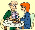 Image of a man and a woman talking
