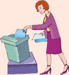 Image of a woman shredding a piece of paper