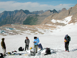 Field work on Sperry Glacier
