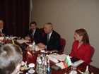 Roundtable interview of Secretary Powell by reporters from new NATO member countries, Brussels, Belgium, April 1, 2004. State Dept. photo.