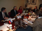 Roundtable interview of Secretary Powell by reporters from new NATO member countries, Brussels, Belgium, April 1, 2004. State Dept. photo.