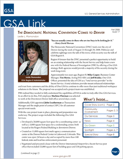 Image of the front page of the GSA Link newsletter