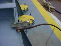 Barge grounding clamp and cable