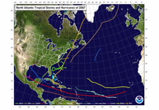 Storm tracks of the 2007 Atlantic hurricane season. Click for larger image.