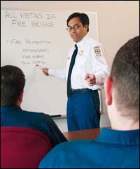 Fire response training by fire department personnel.