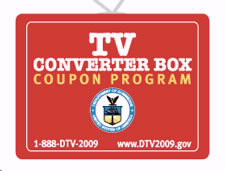 TV converter box coupon program logo with Web site, www.DTV2009.gov and phone number 1-888-DTV-2009 for consumers to access. Click to go to www.DTV2009.gov Web site.