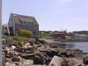 houses along the rocky coast of Monhegan Island