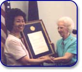 Secretary of Labor Elaine L. Chao with Mrs. Clara Harding