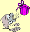 Image of gift shooting out of a computer screen
