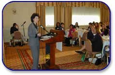 Secretary of Labor Elaine L. Chao at podium during Women in Government Luncheon.