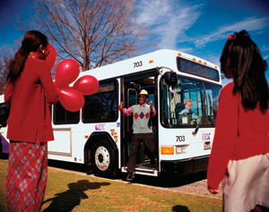 Image of a man unboarding a GRTC vehicle in Richmond, VA.  Visit GRTC on the web at: http://www.ridegrtc.com/.