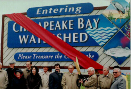 Picture of Ribbon Cutting Ceremony for Entering Chesapeake Bay Watershed sign
