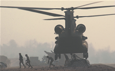 Image helicopter landing in a war zone