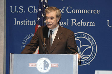 U.S. Commerce Secretary Carlos M. Gutierrez speaking at the U.S. Chamber of Commerce's 9th Annual Legal Reform Summit.